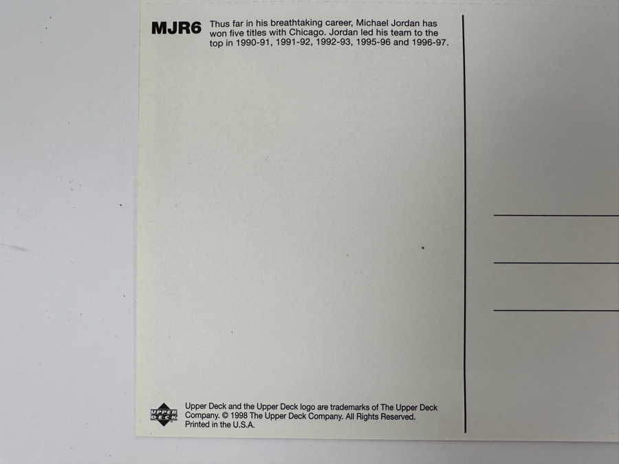 Upper Deck Michael Jordan Uncut B&W Postcards MJR6 Set Of Four 1998 [Photo 5]