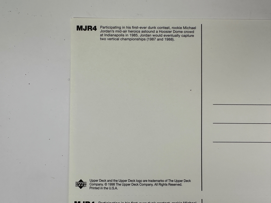 Upper Deck Michael Jordan Uncut B&W Postcards MJR4 Set Of Four 1998 First-Ever Slam Dunk Contest [Photo 6]