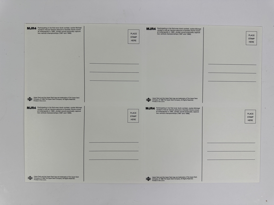 Upper Deck Michael Jordan Uncut B&W Postcards MJR4 Set Of Four 1998 First-Ever Slam Dunk Contest [Photo 5]