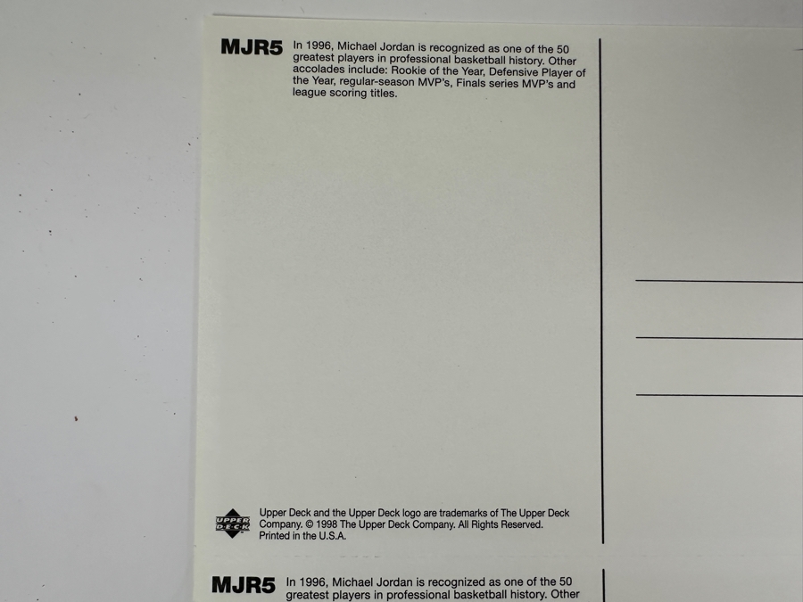 Upper Deck Michael Jordan Uncut B&W Postcards MJR5 Set Of Four 1998 [Photo 5]