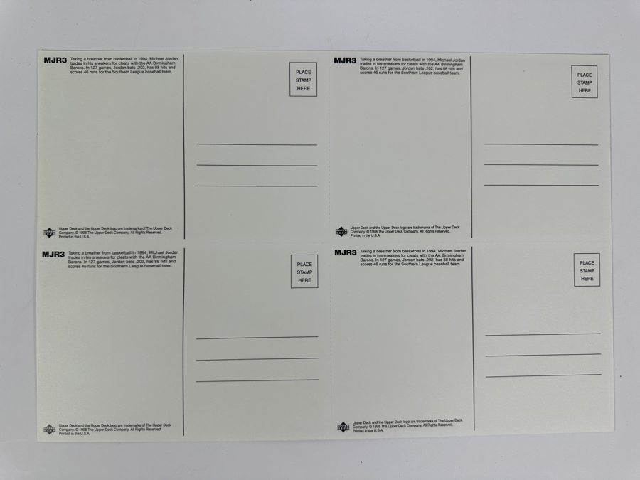 Upper Deck Michael Jordan Uncut B&W Postcards MJR3 Set Of Four 1998 [Photo 4]