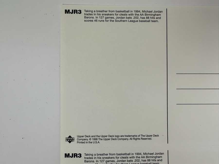 Upper Deck Michael Jordan Uncut B&W Postcards MJR3 Set Of Four 1998 [Photo 5]