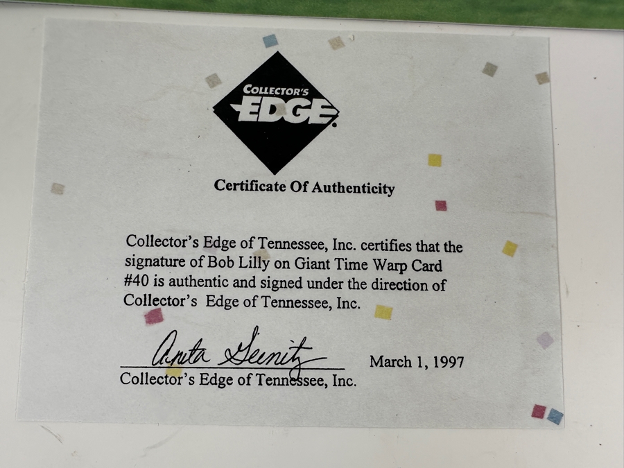 Bob Lilly Autographed Limited Edition Giant Time Warp Card #40 With COA Collector's Edge Of Tennessee 8 X 10 [Photo 5]