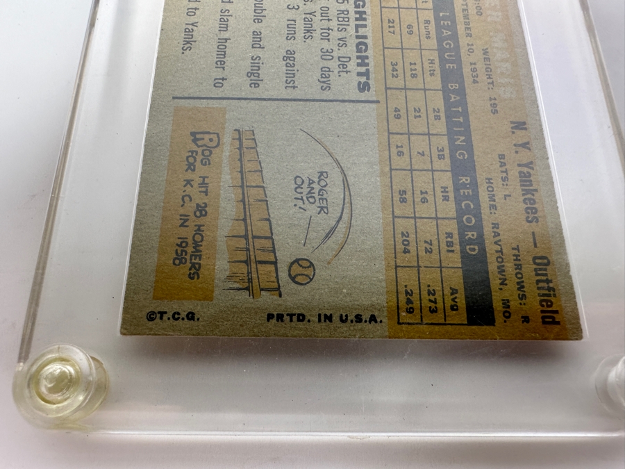 1960 Topps #377 Roger Maris New York Yankees Baseball Card [Photo 4]