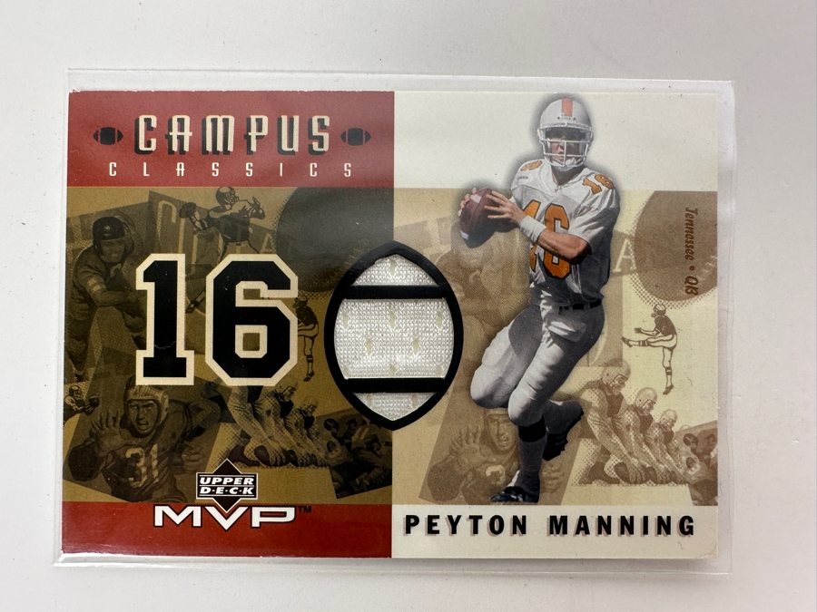 Upper Deck 2001 MVP Peyton Manning Campus Classics University Of Tennessee Game-Used Jersey Football Card [Photo 2]
