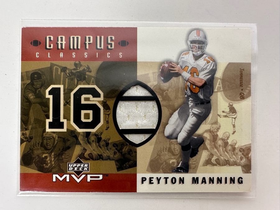 Upper Deck 2001 MVP Peyton Manning Campus Classics University Of Tennessee Game-Used Jersey Football Card