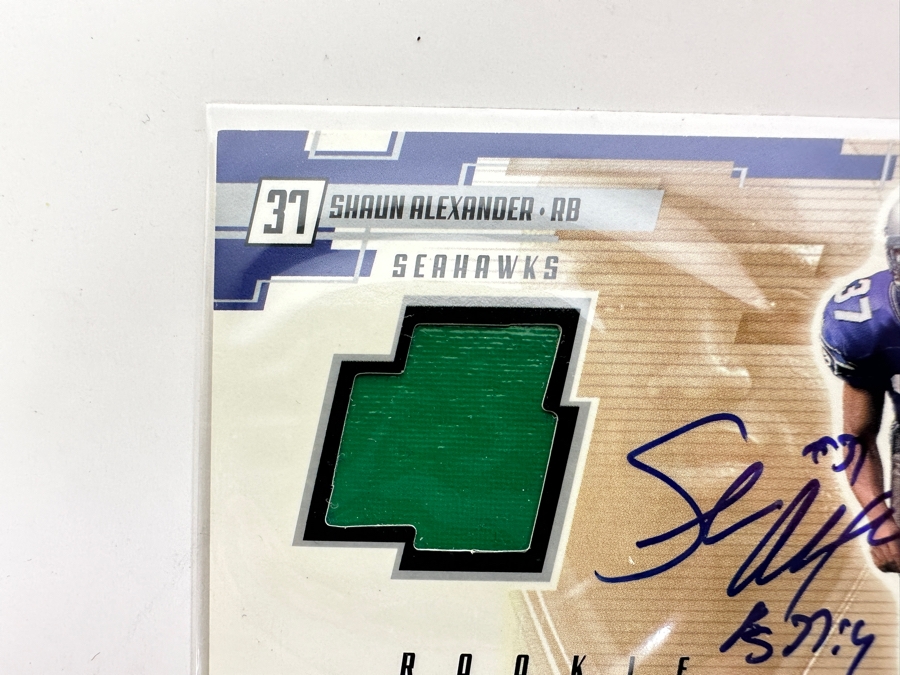 Upper Deck 2000 Shaun Alexander Seattle Seahawks Autographed With Game-Used Jersey Football Card Limited Edition 1 Of 37 [Photo 3]