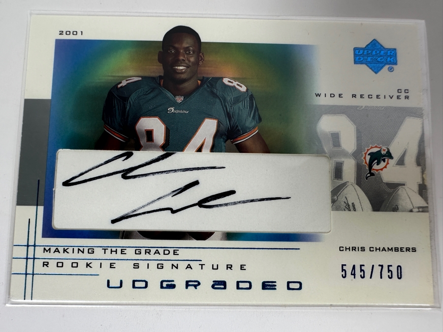 Upper Deck 2001 Chris Chambers Autographed Miami Dolphins Limited Edition Football Card Numbered 545 Of 750 [Photo 1]