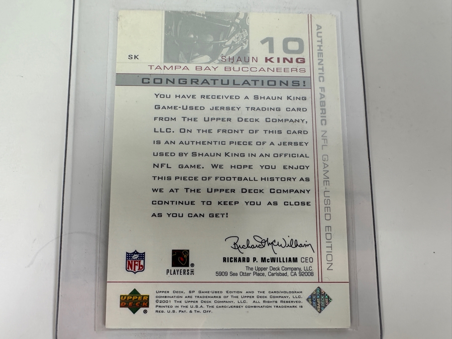 Upper Deck SP 2001 Shaun King San Francisco 49ers Game-Used Jersey Football Card [Photo 2]