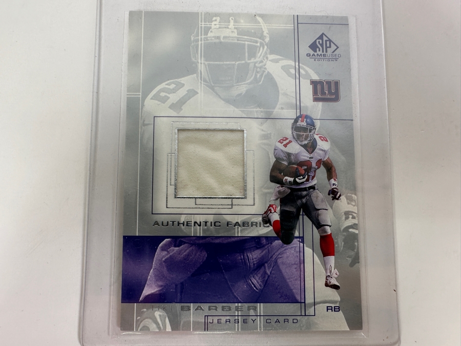 Upper Deck SP 2001 Tiki Barber New York Giants Game-Used Jersey Football Card [Photo 1]