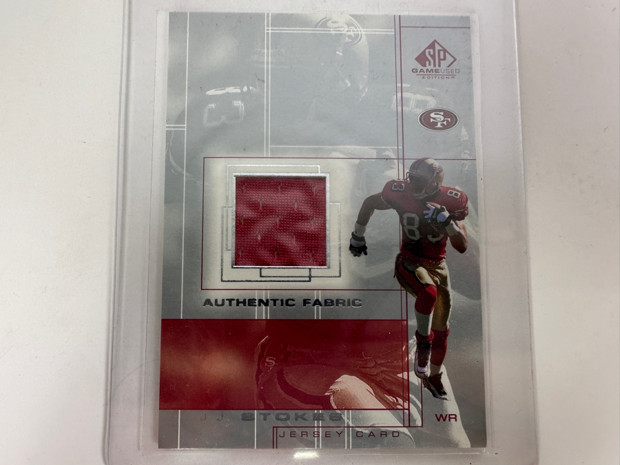 Upper Deck SP 2001 J J Stokes San Francisco 49ers Game-Used Jersey Football Card [Photo 1]