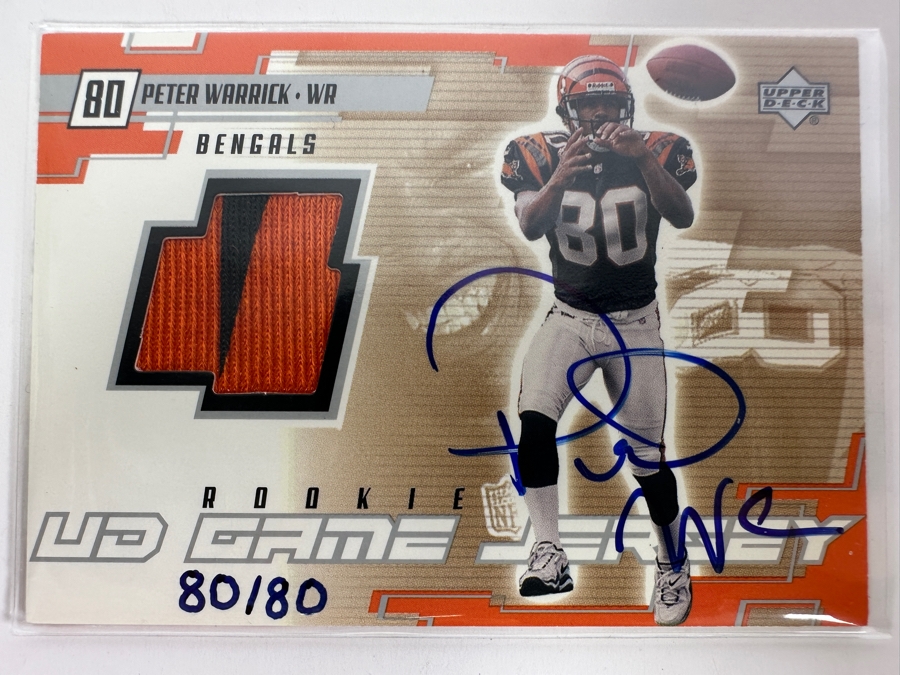 Upper Deck 2000 Peter Warrick Rookie Autographed Cincinnati Bengals Game-Used Jersey Limited Edition Football Card Numbered 80 Of 80 [Photo 1]