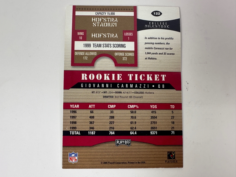 Playoff Contenders 2000 Rookie Ticket Giovanni Carmazzi Autographed San Francisco Football Card [Photo 3]