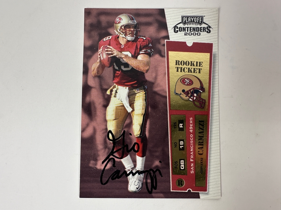 Playoff Contenders 2000 Rookie Ticket Giovanni Carmazzi Autographed San Francisco Football Card