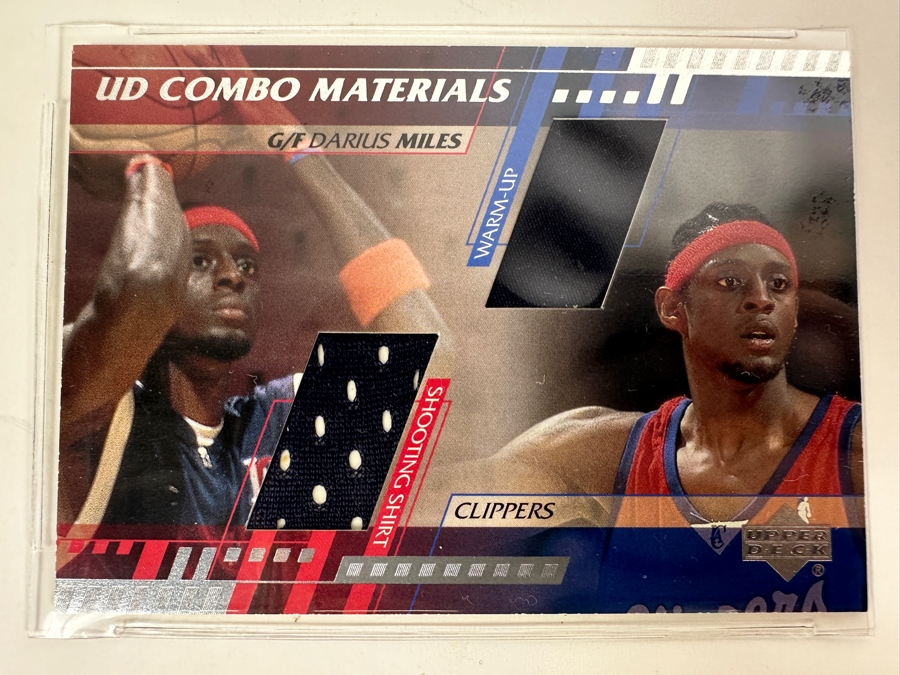 Upper Deck 2001 Darius Miles LA Clippers Shooting Shirt & Warm-Up Worn Items NBA Basketball Card