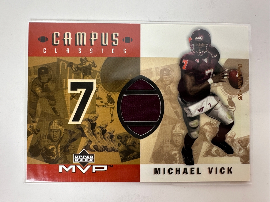 Upper Deck MVP 2001 Campus Classics Michael Vick Virginia Tech Game-Used Jersey Football Card