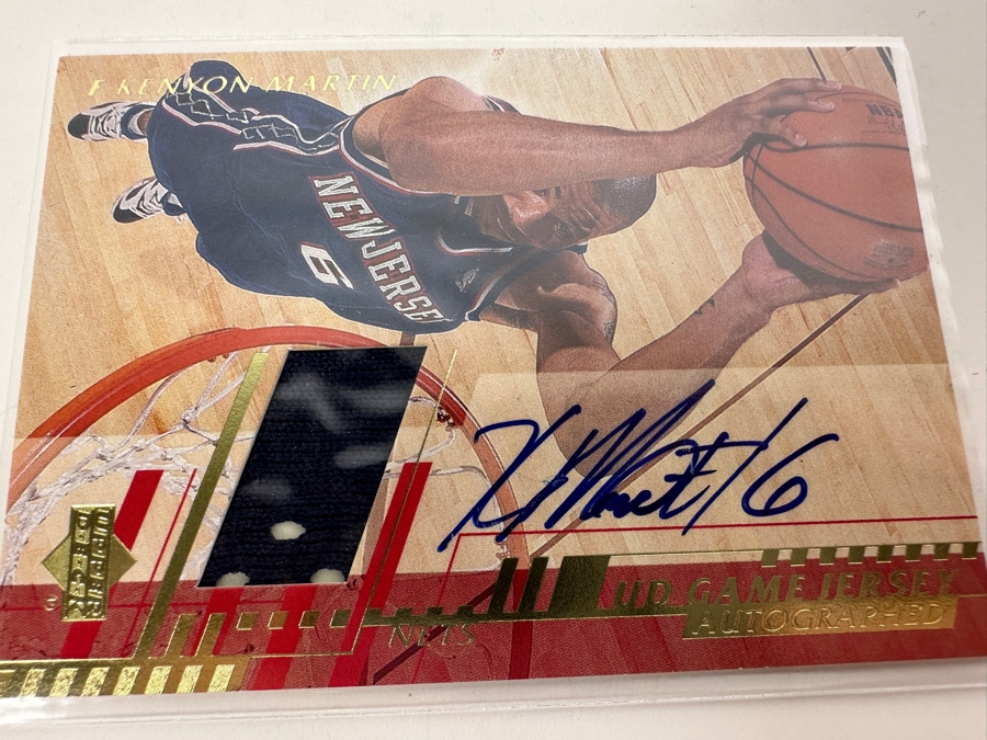 Upper Deck 2001 Kenyon Martin Autographed New Jersey Nets NBA Basketball Card [Photo 2]