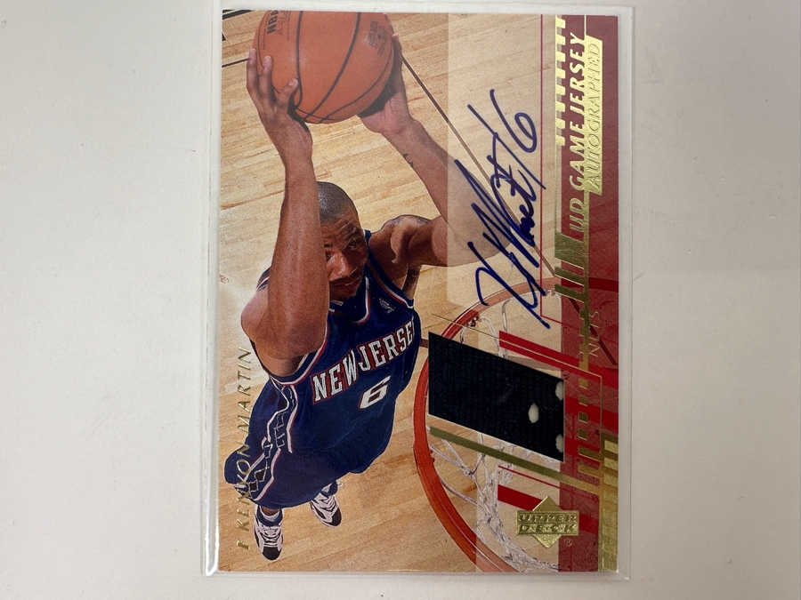 Upper Deck 2001 Kenyon Martin Autographed New Jersey Nets NBA Basketball Card