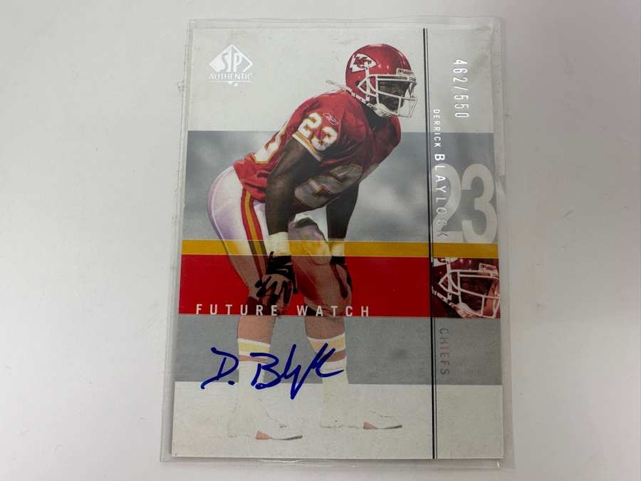 Upper Deck SP 2001 Derrick Blaylock Autographed Kansas City Chiefs Football Card Limited Edition Numbered 462 Of 440