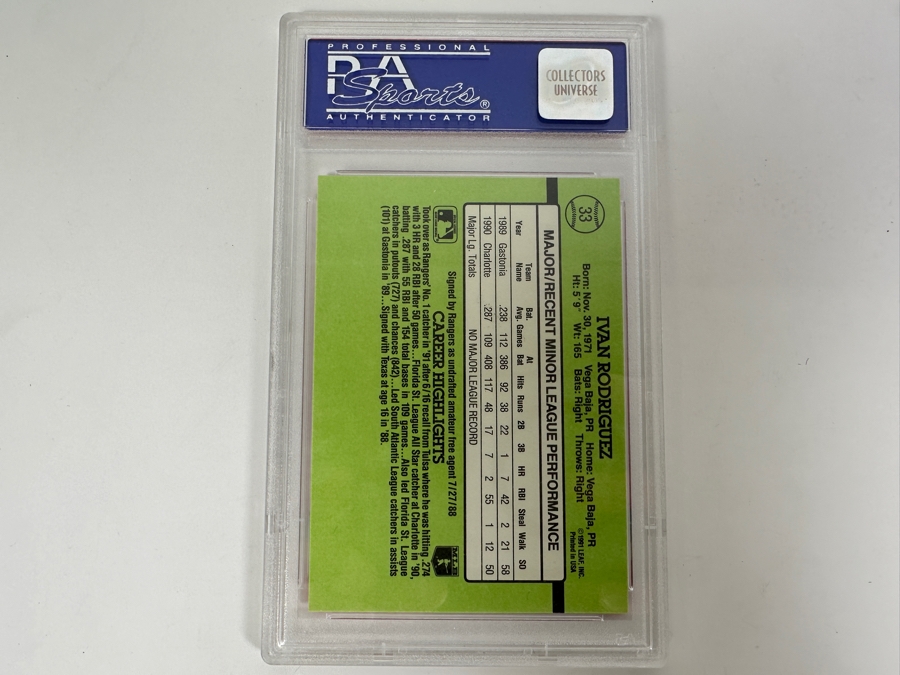 1991 Donruss Rookies Ivan Rodriguez #33 PSA Graded 8 [Photo 2]