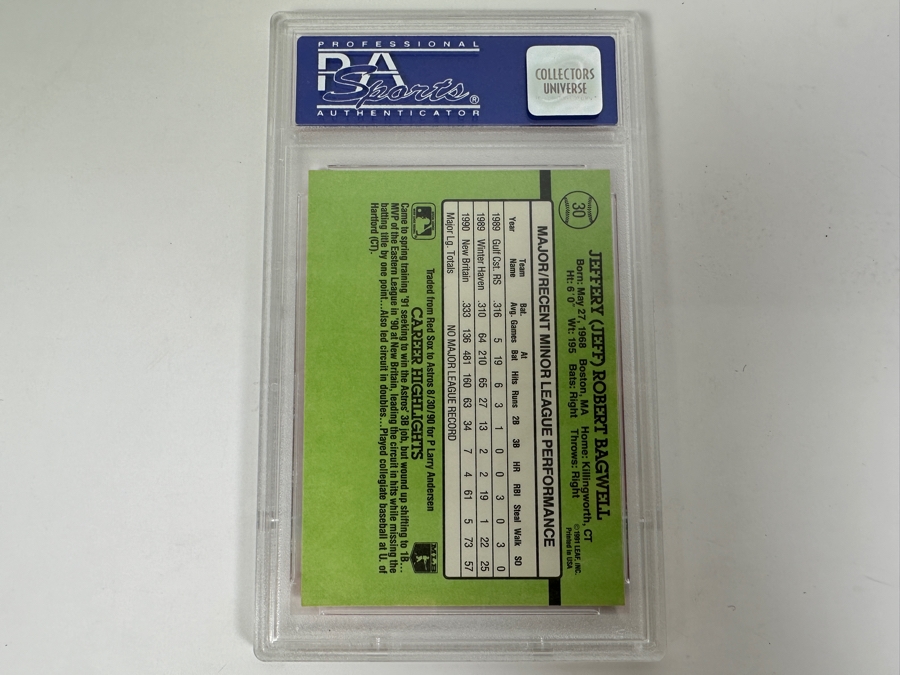 1991 Donruss Rookies Jeff Bagwell #30 PSA Graded 9 [Photo 2]