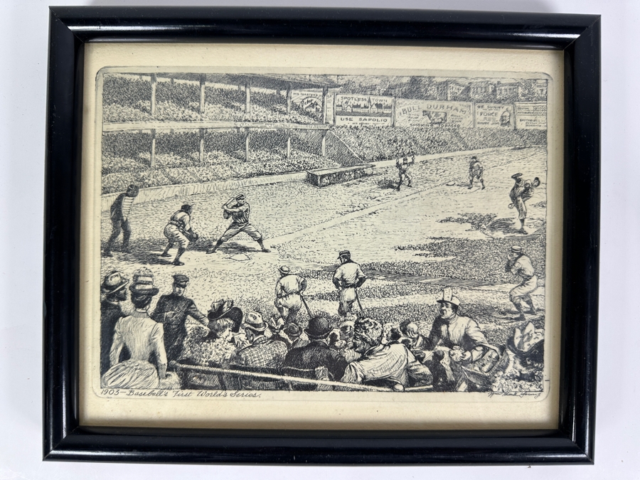 Framed Print Of The 1903 First Modern Major League Baseball World's Series Game Between The Bostons And The Pittsburghs By Empire Box Corporation 10 X 8 [Photo 2]