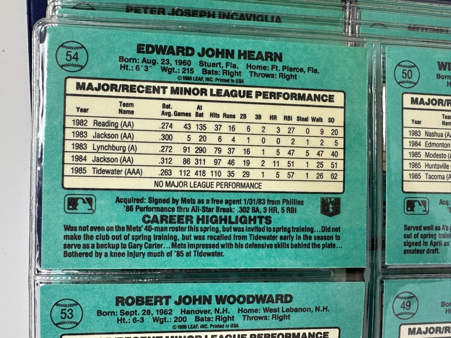 1986 Donruss The Rookies Baseball Cards: Bo Jackson, Barry Bonds, Jose Canseco, Wally Joyner, Bobby Bonilla & More 54 Rookie Cards Total Plus Upper Deck 1990 Baseball Heroes Nolan Ryan Cards 18 Cards - Total Of 72 Cards - See Photos [Photo 12]