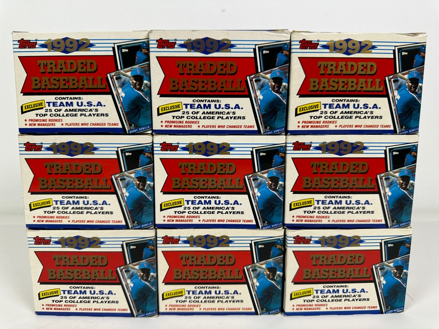 1992 Topps Traded Baseball Cards Box Sets - Each Contains 25 Of America's Top College Players & Rookie Cards - Total Of 9 Sets Of Cards [Photo 1]