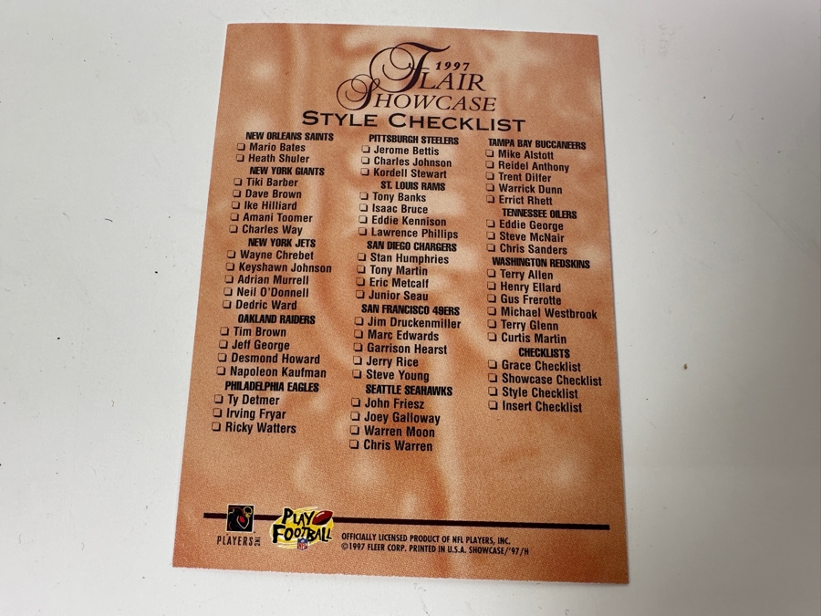 1997 Flair Showcase Football Cards [Photo 6]