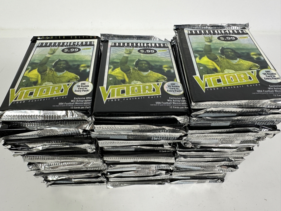 Factory Sealed 1999 Upper Deck Victory Football Cards 1999 Rookie Class With Ricky Williams - 12 Cards Per Pack - 56 Unopened Packs [Photo 2]