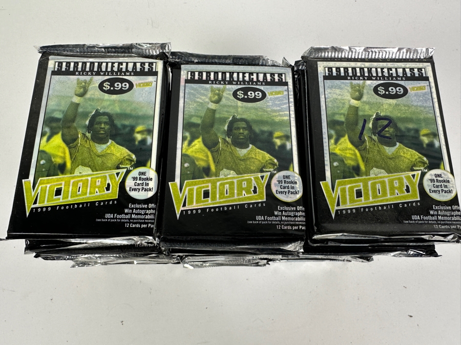 Factory Sealed 1999 Upper Deck Victory Football Cards 1999 Rookie Class With Ricky Williams - 12 Cards Per Pack - 56 Unopened Packs [Photo 3]