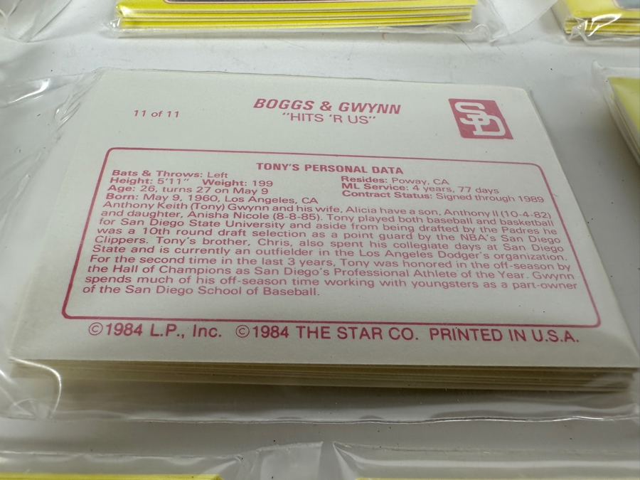 Rare 1988 Star Factory Sealed Wade Boggs & Tony Gwynn 'Hits 'R Us' 11 Card Packs - 8 Sealed Packs [Photo 5]