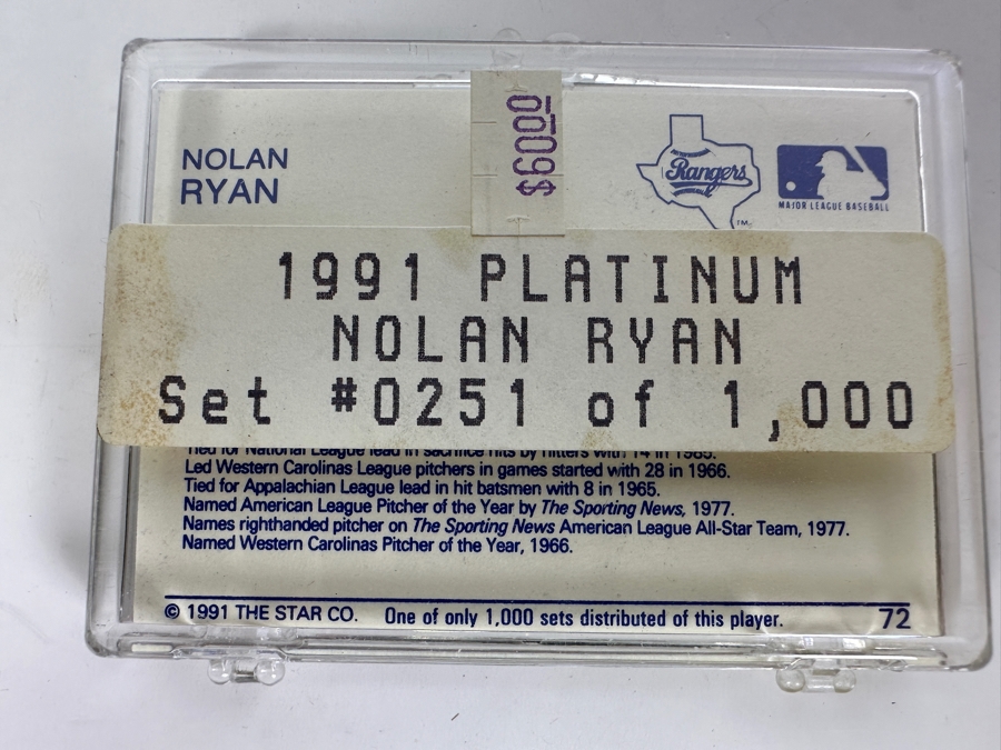 Rare Star 1991 Platinum Nolan Ryan Baseball Cards 251 Of 1,000 [Photo 2]