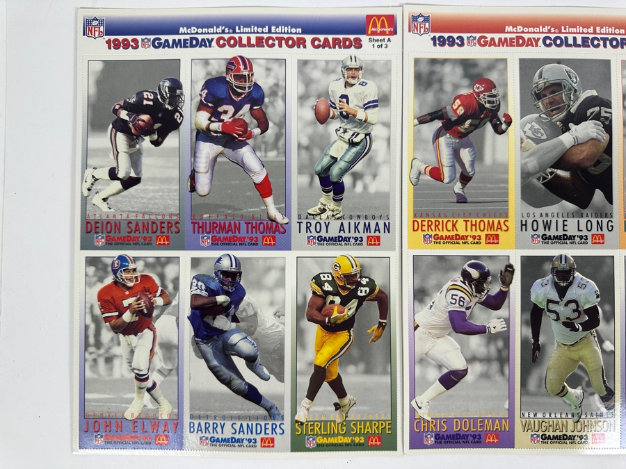 1993 McDonald's Limited Edition Game Day Collector Cards - 3 Sheets Of 6 Cards [Photo 2]