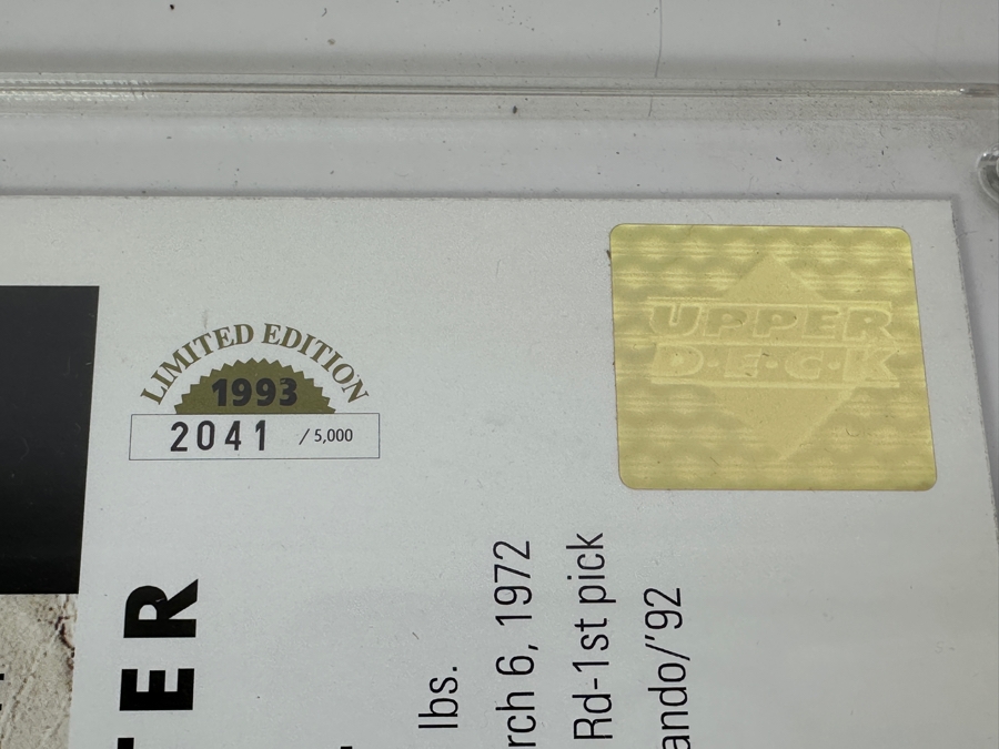 1992/93 Upper Deck Shaquille O'Neal Orlando Magic NBA Jumbo Limited Edition Card #1b In Acrylic Display Case Numbered 2,041 Of 5,000 10 X 12 [Photo 6]