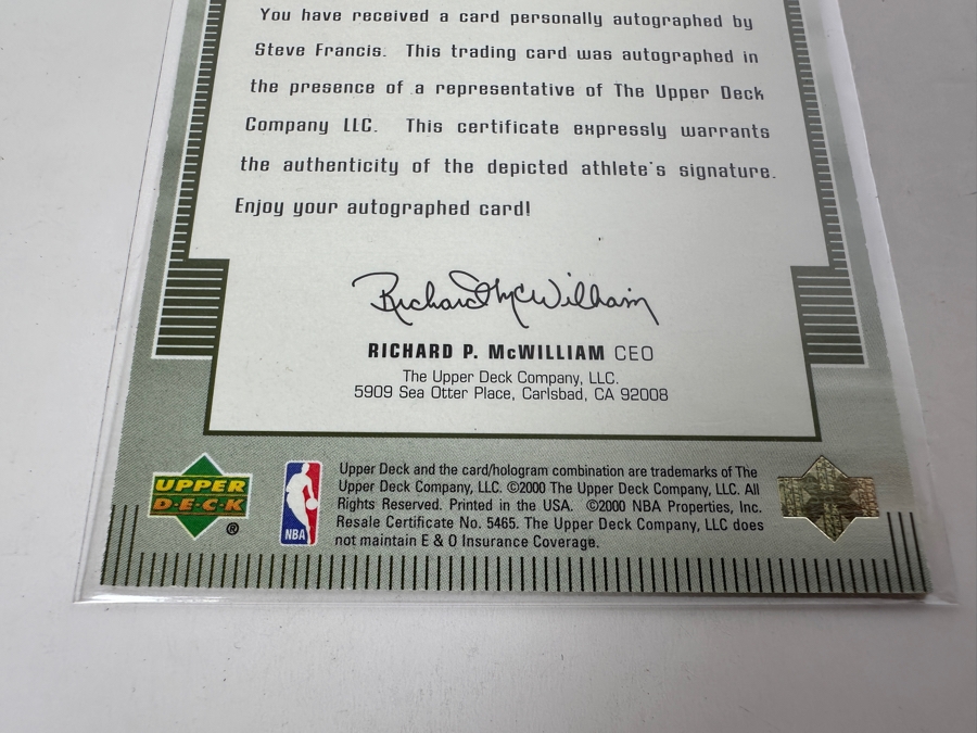 Upper Deck 2000 Gold Reserve Steve Francis Autographed NBA Basketball Card [Photo 5]