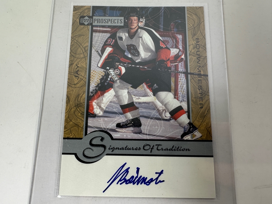 Upper Deck 2000 Prospects Jay Bouwmeester Autographed NHL Hockey Card [Photo 1]