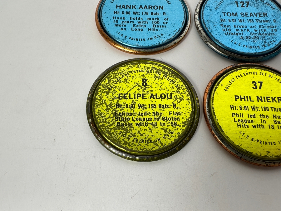 4 1971 Topps MLB Baseball Coins: Hank Aaron, Tom Seaver, Phil Niekro & Felipe Alou [Photo 11]