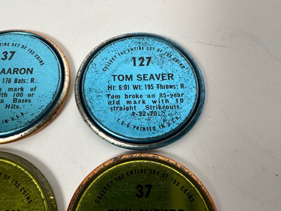 4 1971 Topps MLB Baseball Coins: Hank Aaron, Tom Seaver, Phil Niekro & Felipe Alou [Photo 9]