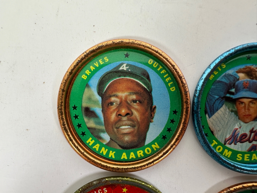 4 1971 Topps MLB Baseball Coins: Hank Aaron, Tom Seaver, Phil Niekro & Felipe Alou [Photo 3]