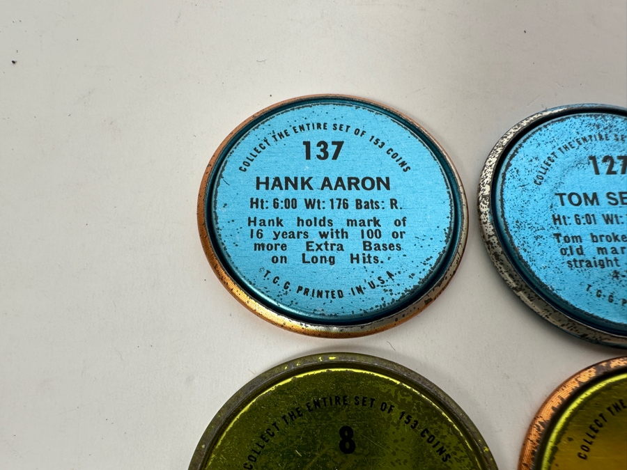 4 1971 Topps MLB Baseball Coins: Hank Aaron, Tom Seaver, Phil Niekro & Felipe Alou [Photo 8]