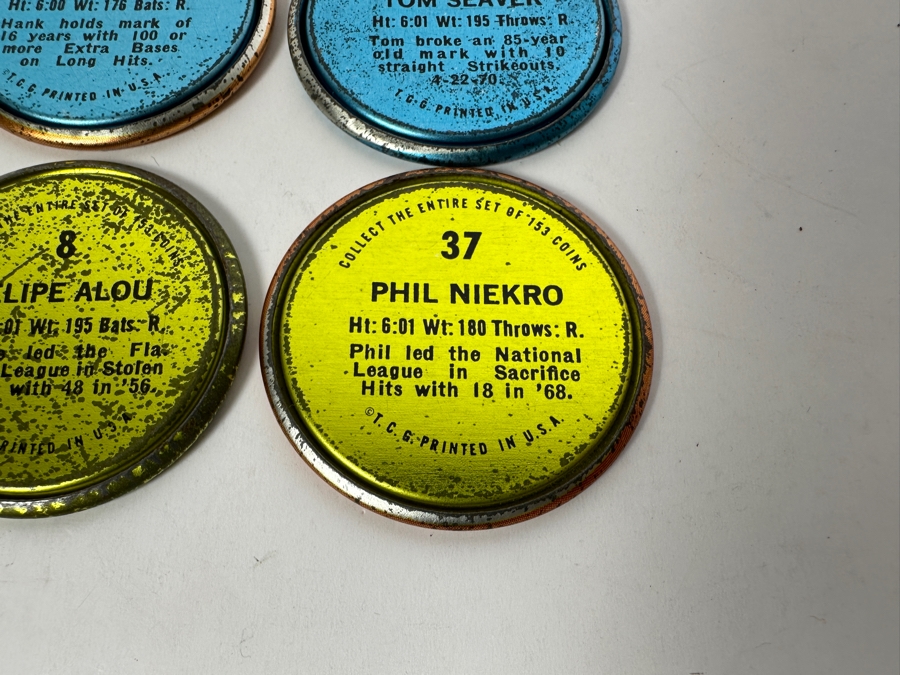4 1971 Topps MLB Baseball Coins: Hank Aaron, Tom Seaver, Phil Niekro & Felipe Alou [Photo 10]