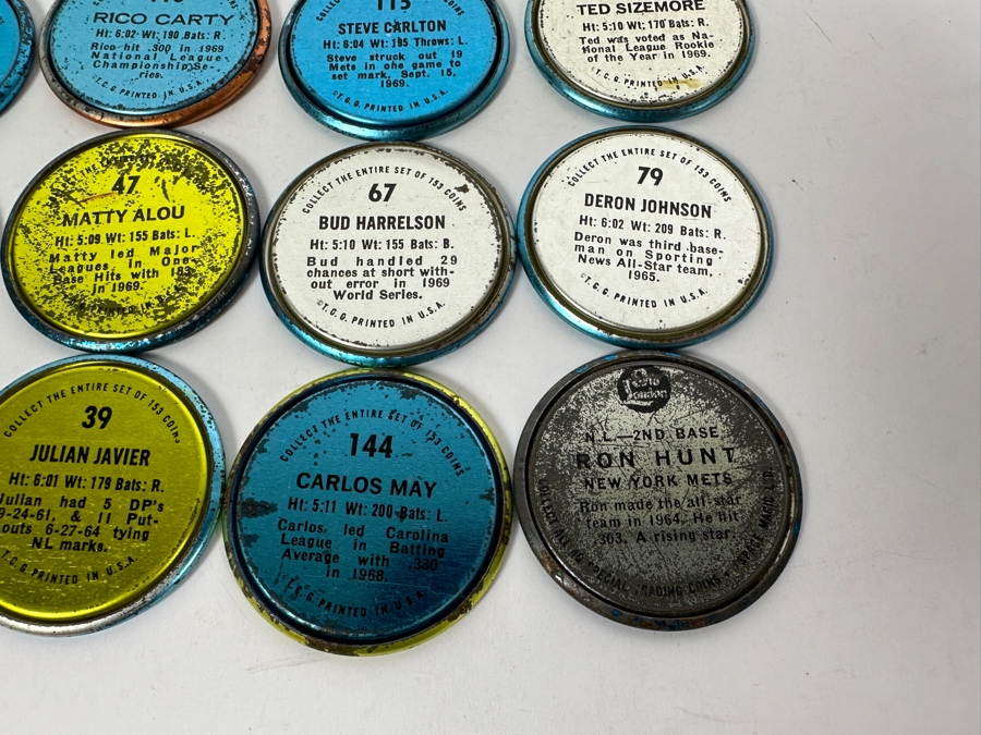 19 1971 Topps MLB Baseball Coins And 1 1965 Old London MLB Baseball Trading Coin - 20 Coins Total [Photo 13]