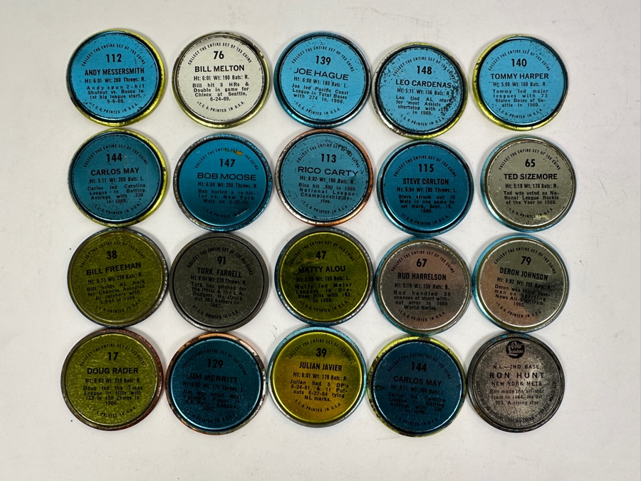 19 1971 Topps MLB Baseball Coins And 1 1965 Old London MLB Baseball Trading Coin - 20 Coins Total [Photo 9]