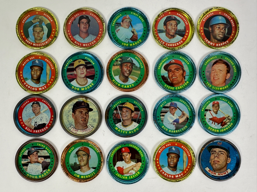 19 1971 Topps MLB Baseball Coins And 1 1965 Old London MLB Baseball Trading Coin - 20 Coins Total [Photo 2]