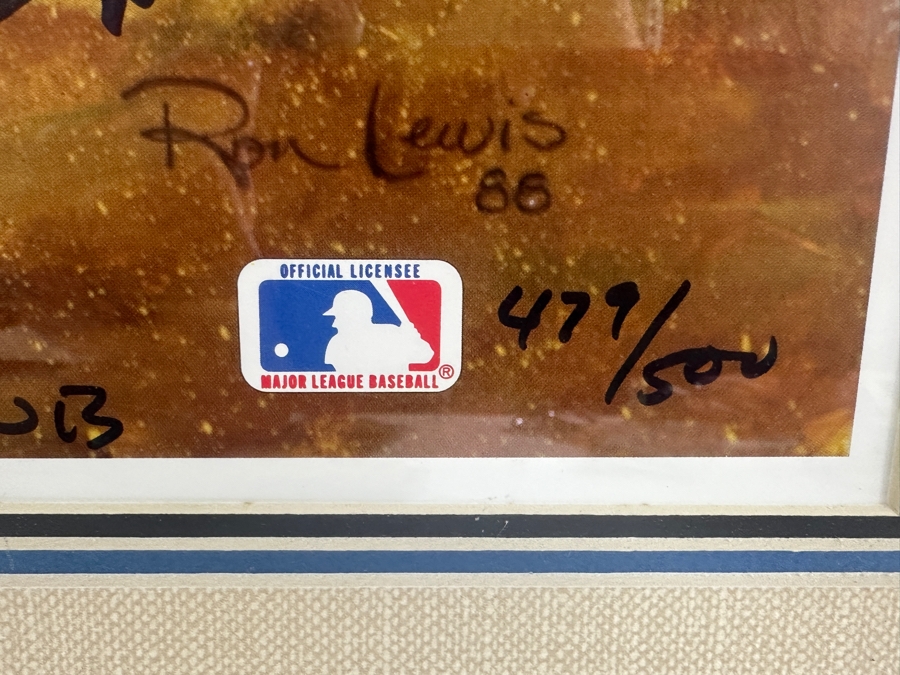 Autographed Ron Lewis Artwork Print Signed By Willie Mays, Mickey Mantle & Duke Snider Limited Edition Numbered 479 Of 500 [Photo 4]