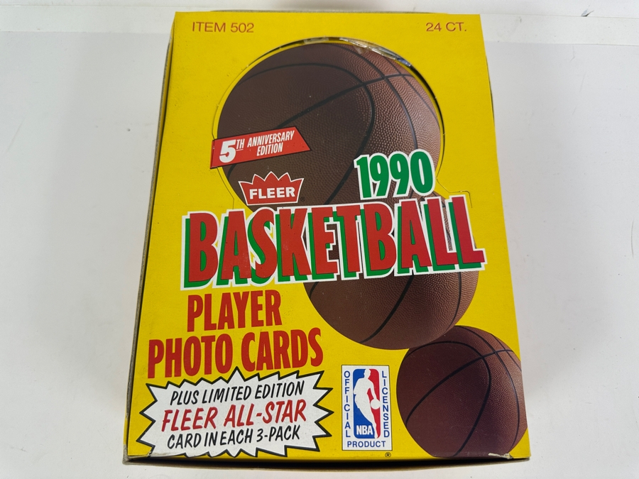 1990 Fleer Basketball Player Photo Cards 24 Packs In Box NBA Basketball Cards Fifth Anniversary Edition [Photo 2]