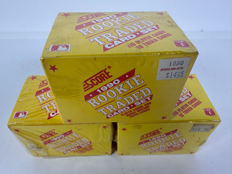 Just Added - Three Factory Sealed 1990 Score Rookie & Traded MLB Baseball Cards [Photo 2]
