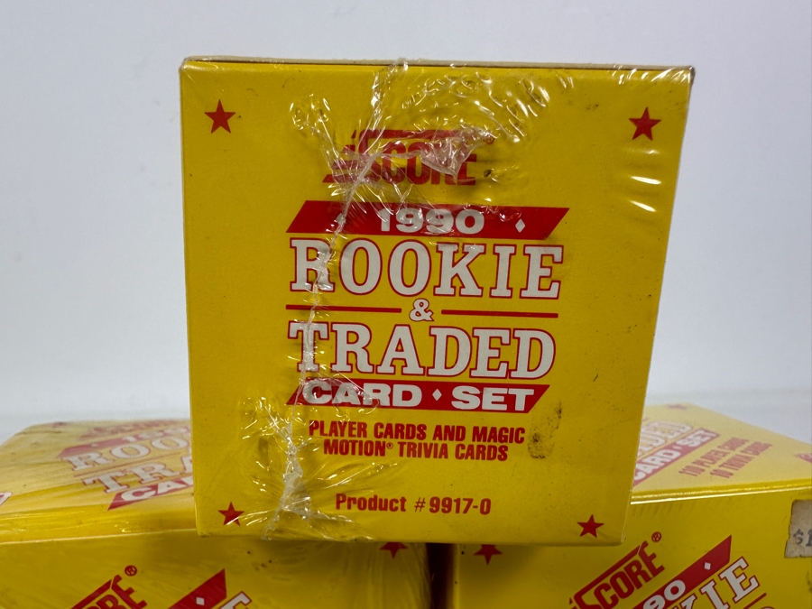 Just Added - Three Factory Sealed 1990 Score Rookie & Traded MLB Baseball Cards [Photo 3]