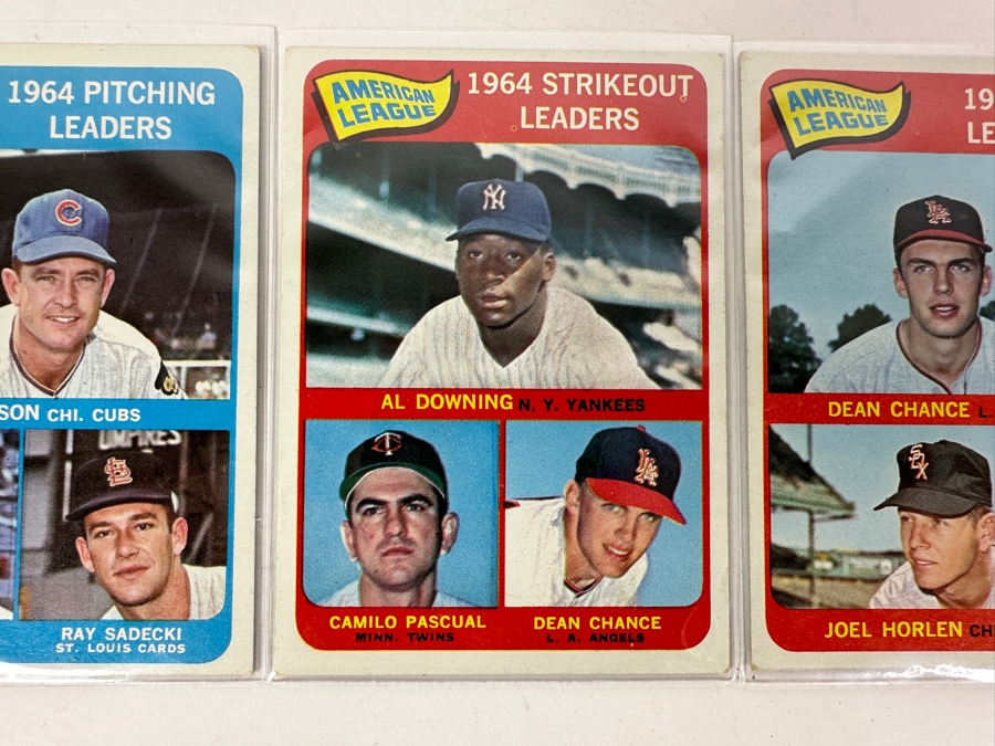 Just Added - Three Topps Baseball Cards: 1964 Pitching Leaders, 1964 Strikeout Leaders, 1964 ERA Leaders [Photo 3]